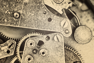 Mechanical Gear Macro Background.Monochrome image.