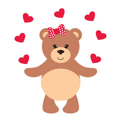 cartoon bear girl and heart