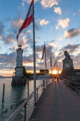 LINDAU, GERMANY - Lighthouse at port of Lindau harbour, Lake Constance, Bavaria

