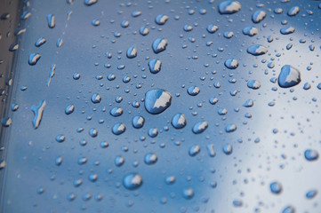 drops of water-repellent surface in Blue & white
