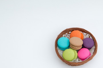 Colorful macaron  on white background