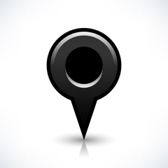 Black blank map pin sign round location icon