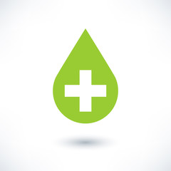 Obraz premium First aid drop green sign flat style