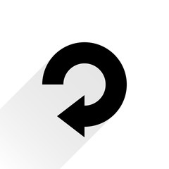 Black arrow icon repeat sign on white background