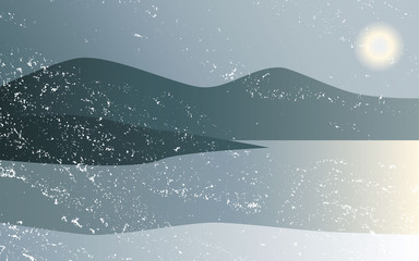 Landscape in cold and dark winter, wallpaper vector