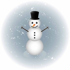 Snowman alone in winter, vector