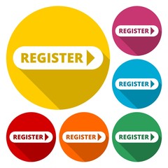 Register with arrow sign icon