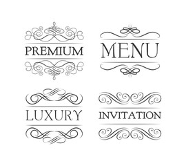 Obraz premium intage and filigree decoration. Ornate frames and scroll swirls element. Divider element. Isolated on white background. Vector Illustration
