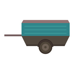 Vehicle car trailer isolated on white. Transportation car vehicle isolated car trailer vector. Truck cart view equipment wheel car trailer outdoors delivery small steel trailer vector.Vehicle trailer