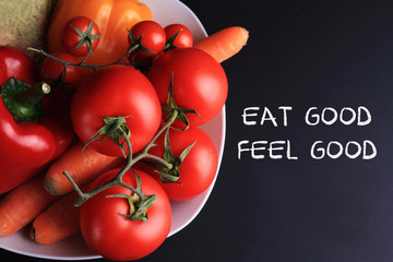 Motivation Inspirational quote Eat good Feel good. Healthy life style background.