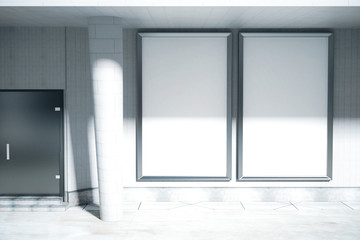 Concrete exterior with ad posters