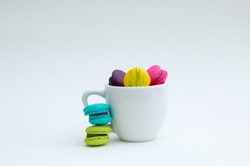 Colorful macaron  on white background