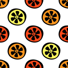 Seamless vector pattern with fruits. Endless background with citrus. Graphic illustration. Series of fruits vector seamless patterns.