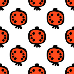 Seamless vector pattern with fruits. Endless background with pomegranate. Graphic illustration. Series of fruits vector seamless patterns.