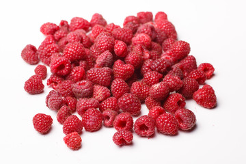 Fresh raspberry is on a white background.