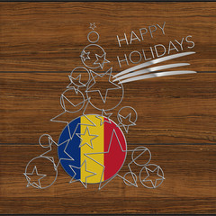 Albero Natale  Happy Kolidays  in acciaio e legno Romania