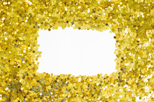 Gold Confetti scattered along border of frame.