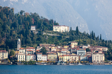 Beautiful old Bellagio town at Como lake, Italy. Summer sunny day.

