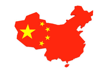 3d Illustration of China Flag Map Isolated On White Background