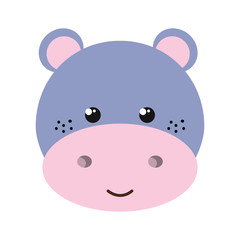 purple hippopotamus animal character cute cartoon. vector illustration 