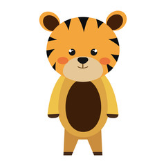 yellow tiger  animal character cute cartoon. vector illustration