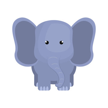 purple elephant animal character cute cartoon. vector illustration 