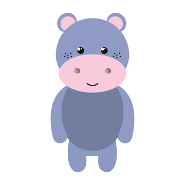purple hippopotamus animal character cute cartoon. vector illustration 
