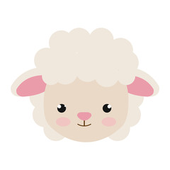 sheep animal character cute cartoon with pink nose . vector illustration 