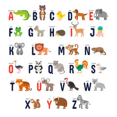 Obraz na płótnie Canvas Zoo alphabet with cute cartoon animals