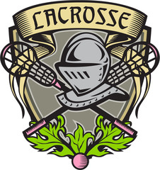 Knight Armor Lacrosse Stick Crest Woodcut