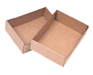 Recycled cardboard boxes separated on white background