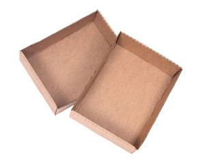 Recycled cardboard boxes separated on white background