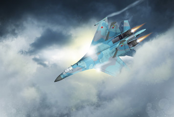 Modern Russian fighter plane SU-27 Illustration