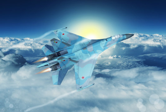 Modern Russian fighter plane SU-27 Illustration