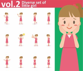 Diverse set of little girl on white background vol.2