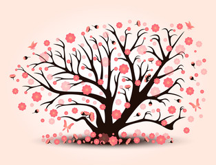 Obraz na płótnie Canvas Decorative beautiful cherry blossom with background tree