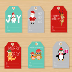 Merry christmas gifts tags  hand lettering  set for winter holid