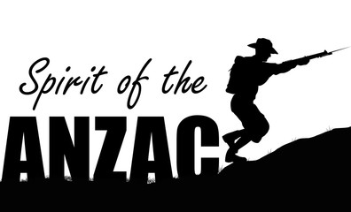 ANZAC illustration. World War 1 Australian and New Zealand soldiers. 