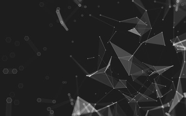 Abstract polygonal space low poly dark background, 3d rendering