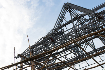 Fototapeta na wymiar Structural steel roof truss.