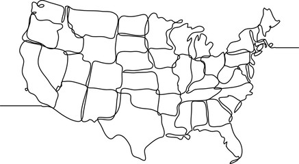 United States of America continuous line drawing