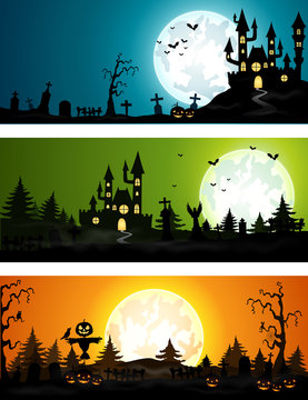 Set of three Halloween banners 