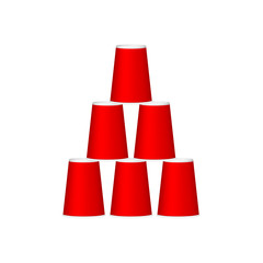 Pyramid of cups in red design