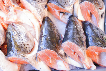 Fresh fish for sale at the seafood market.