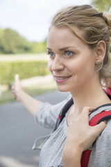 woman hitchhiker