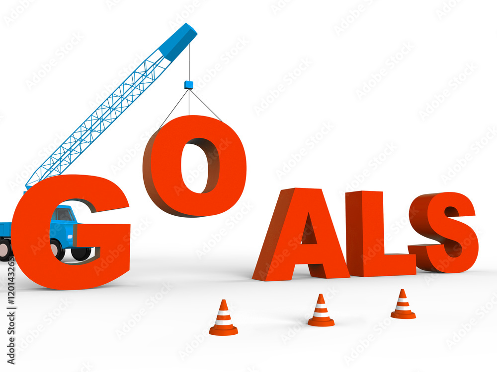 Poster build goals represents improve desires 3d rendering