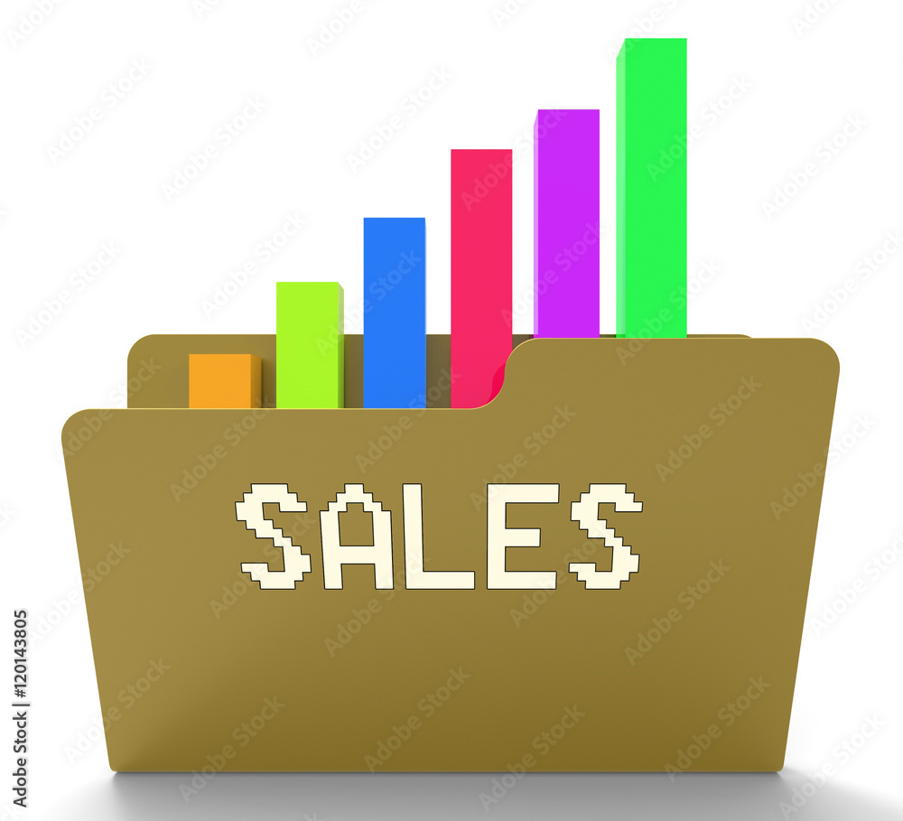 Poster sales file 3d rendering with graph statistics