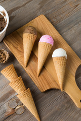 various ice cream with preparation