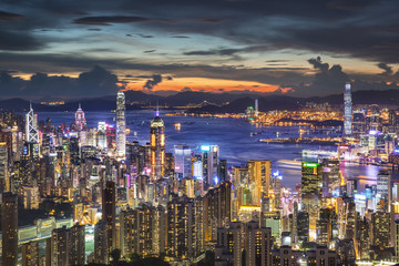 Naklejka premium Colorful Hong Kong City