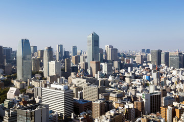 Naklejka premium 東京都市風景 霞ヶ関 日比谷 虎ノ門 内幸町 新橋 神谷町 永田町 摩天楼